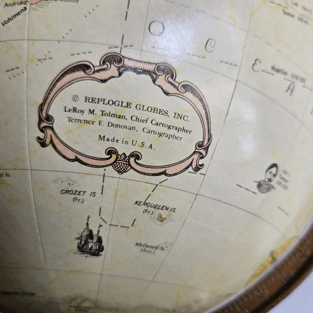 Replogle 9 Inch Diameter Desk Top Globe World Classic Series on Round Wood Base